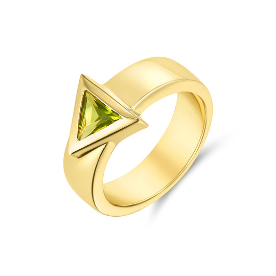 Yellow Gold Triangle Peridot Ring