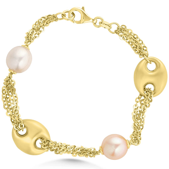 14ct Gold Pearl Link Bracelet
