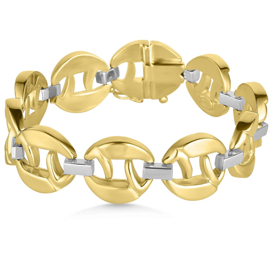 14ct Brushed Yellow & White Gold Bracelet