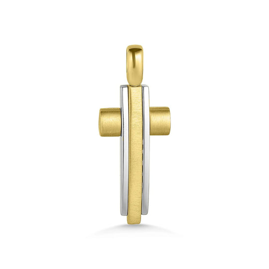 14ct White & Brushed Yellow Gold Cross