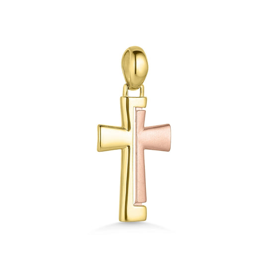 14ct Yellow & Rose Gold Cross Pendant