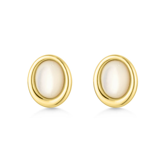 9ct Cabochon Cut Mother of Pearl Studs