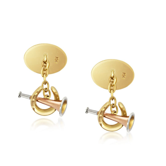 Yellow Gold Horseshoe & Horn Cufflinks