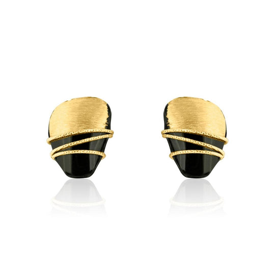 14ct Yellow Gold Black Rhodium Stud Earrings