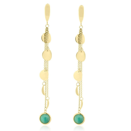 14ct Yellow Gold Milk Aquamarine Drop Earrings