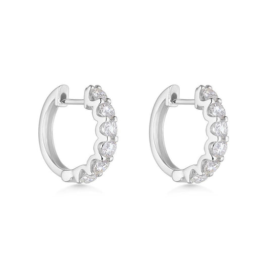 18ct White Gold Classic Diamond Hoops