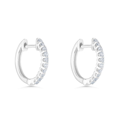18ct White Gold Mini Diamond Hoop Earrings