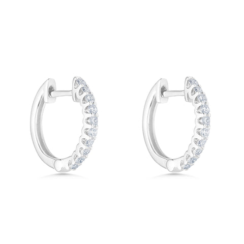 18ct White Gold Mini Diamond Hoop Earrings