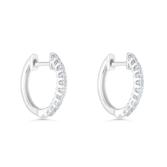 18ct White Gold Mini Diamond Hoop Earrings