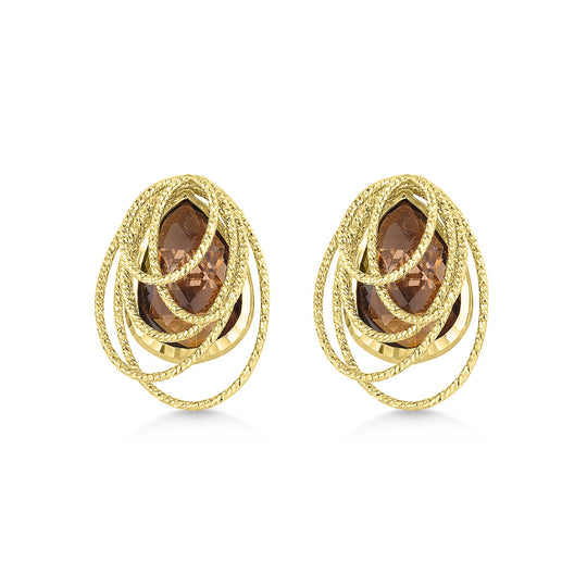 14ct Champagne Quartz Stud Earrings