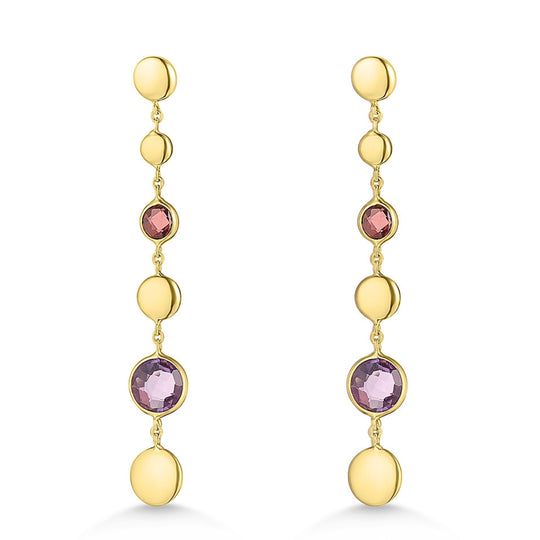 14ct Amethyst & Garnet Drop Earrings