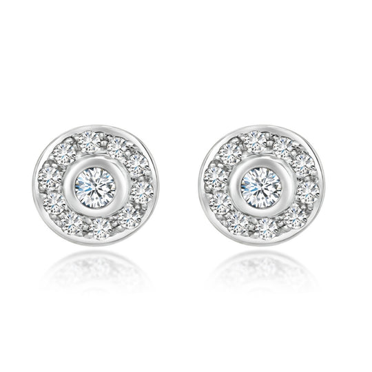 18ct White Gold Diamond Cluster Earrings