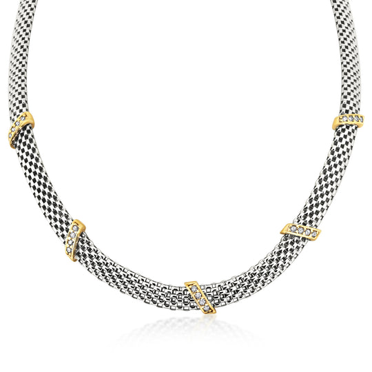 9ct Yellow Gold & Sterling Silver Necklace