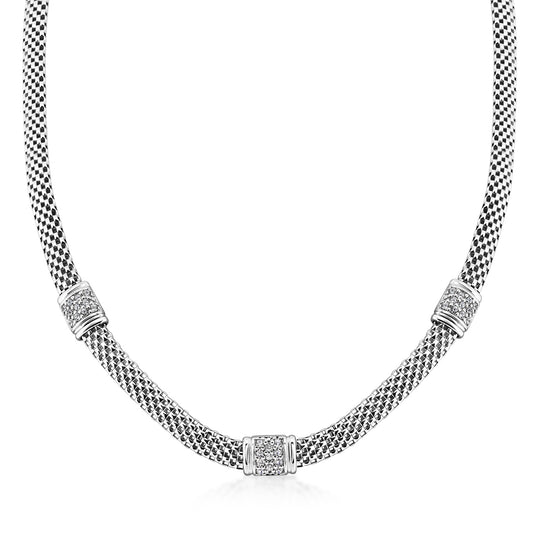 Sterling Silver Mesh Style Necklace