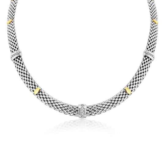 9ct Yellow Gold & Sterling Silver Necklace