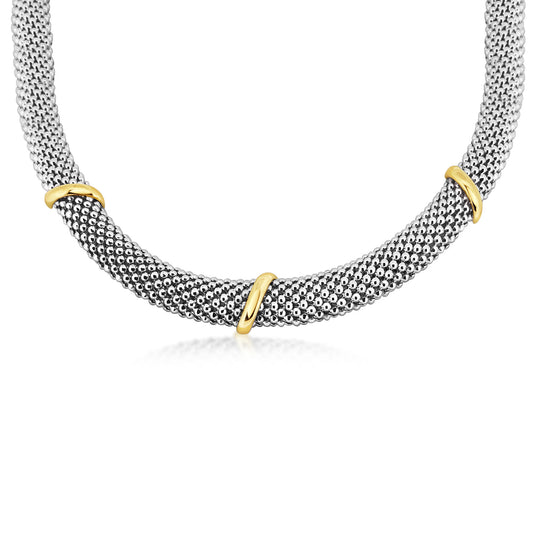 9ct Yellow Gold & Silver Necklace