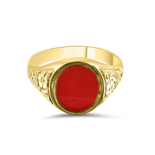 Yellow Gold Gent's Carnelian Ring