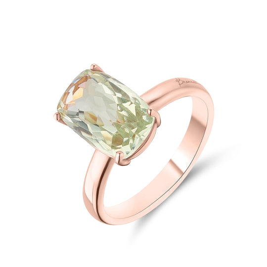 9ct Yellow Gold Green Amethyst Ring