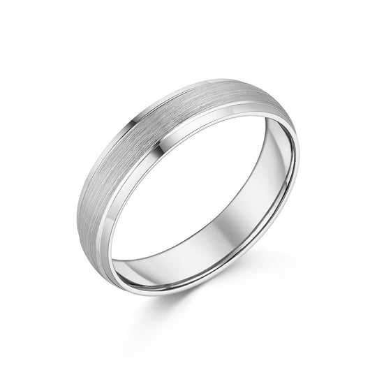 9ct White Gold Polished & Brushed Gent's Wedding Band
