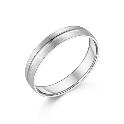 18ct White Gold High Polished & Brushed Wedding Band