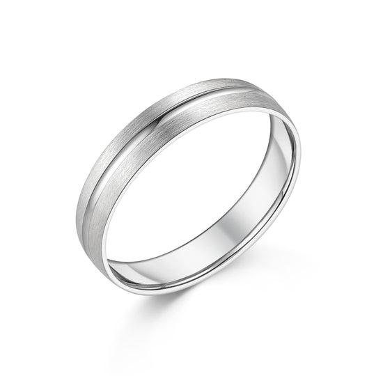 18ct White Gold High Polished & Brushed Wedding Band