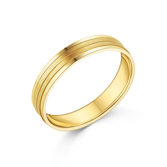 18ct Yellow Gold Brushed Finish Gent's Wedding Band