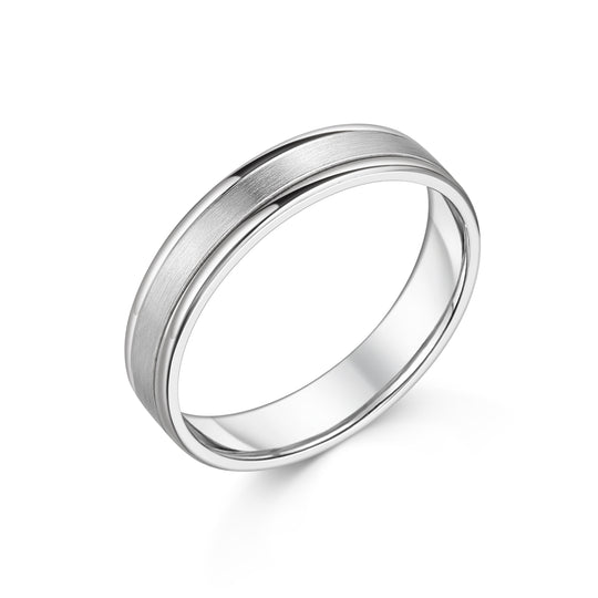18ct White Gold Contemporary Gent's Wedding Band