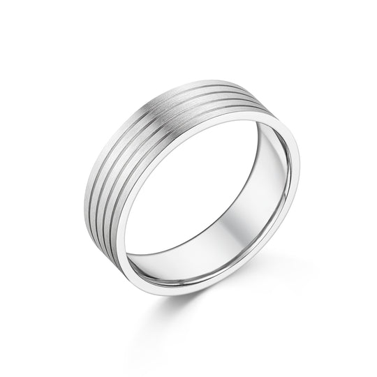 9ct White Gold Gent's Modern Wedding Band