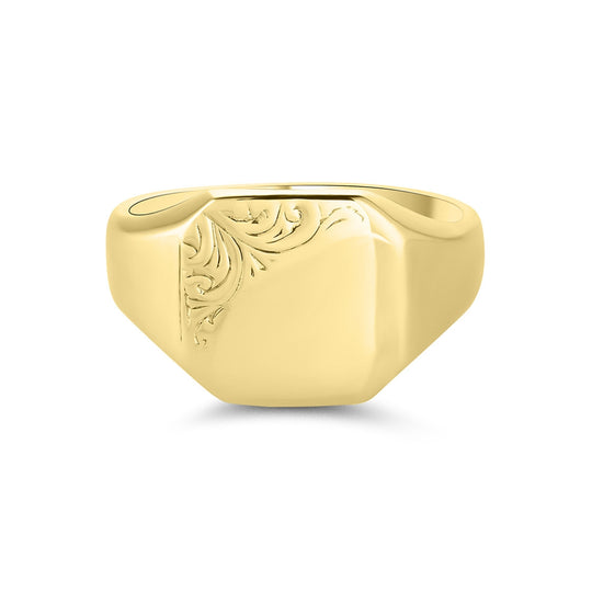 Yellow Gold Gent's Patterned Signet Ring