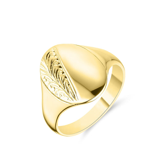 Oval Patterned Gent's Signet Ring