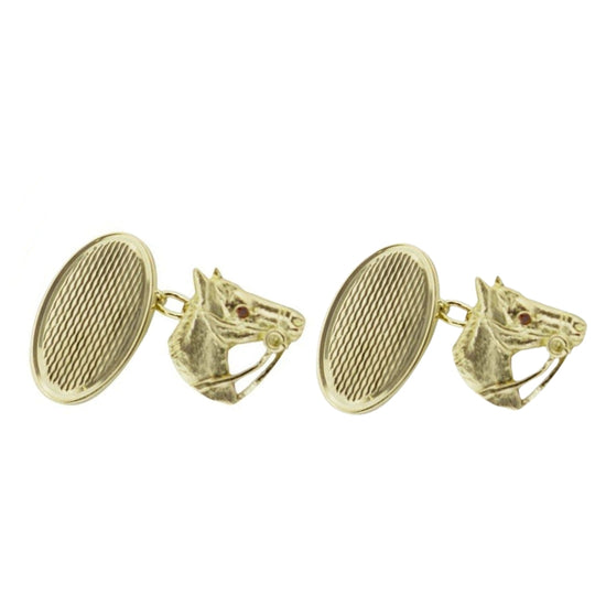 Yellow Gold Horse & Disc Cufflinks