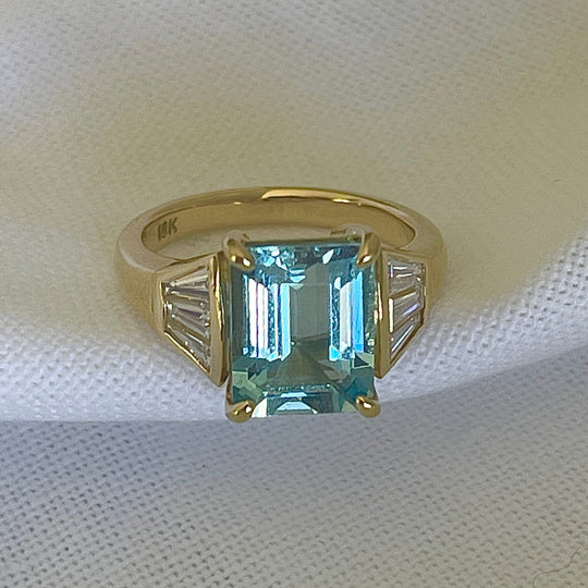 Bespoke Emerald Cut Aquamarine Ring