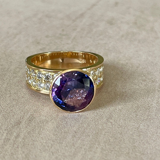 Bespoke Amethyst & Diamond Ring