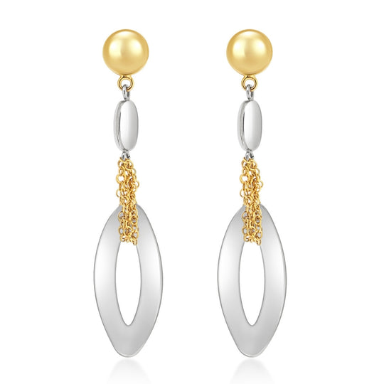 14ct Yellow & White Gold Drop Earrings