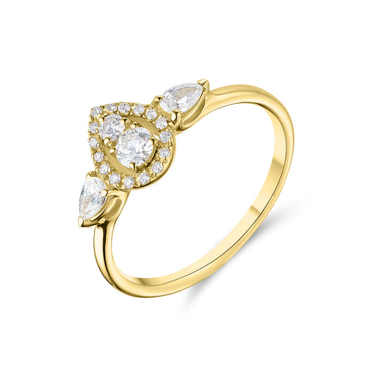 18ct Yellow Gold Pear Cut Style Engagement Ring