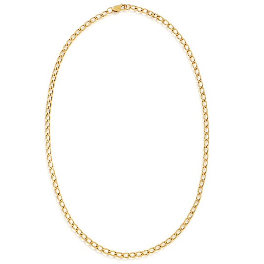 Yellow Gold Oval Curb Link Chain - 18 Inch