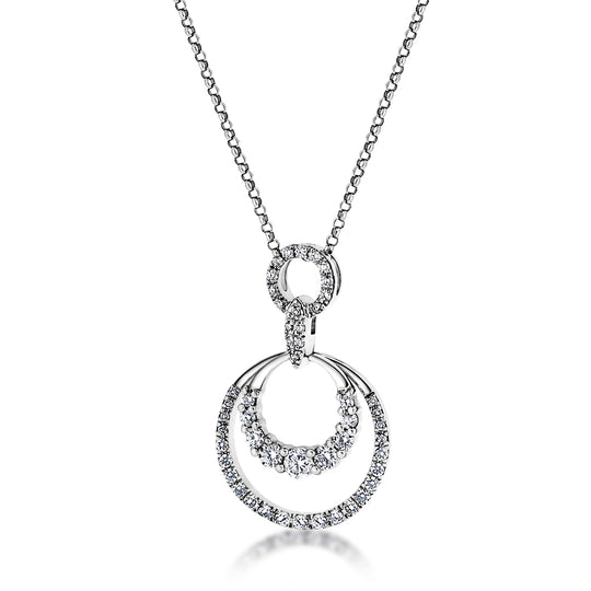 18ct White Gold Diamond Set Circular Pendant