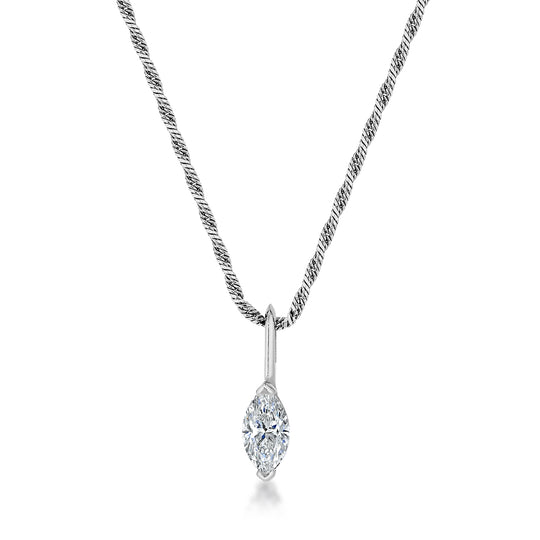 18ct White Gold Marquise Cut Diamond Pendant