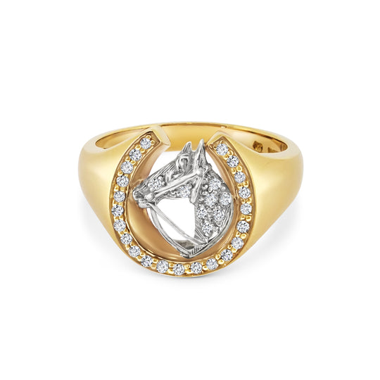 18ct Yellow Gold Gent's Diamond Horseshoe Ring