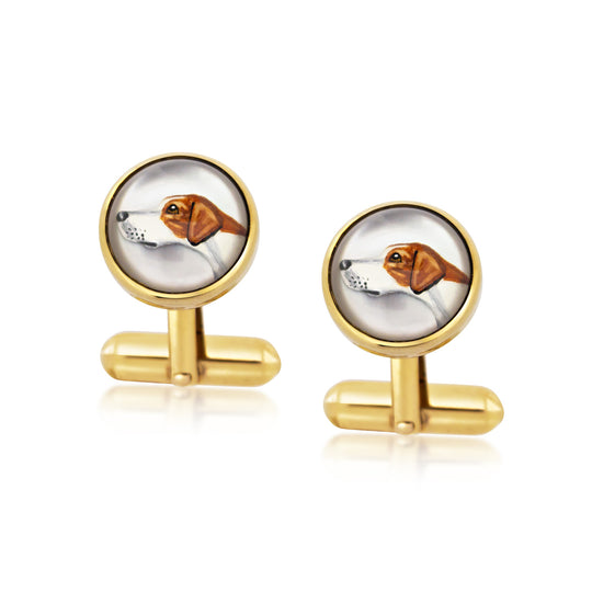 Yellow Gold Beagle Cufflinks