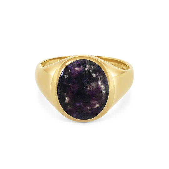 Yellow Gold Dark Charoite Gent's Ring