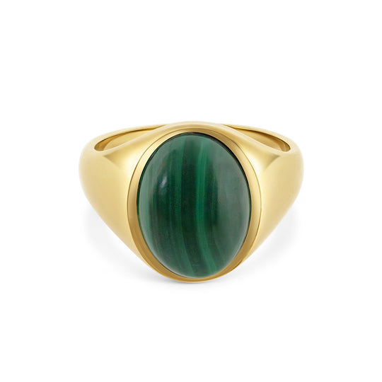 Yellow Gold Gent's Malachite Signet Ring