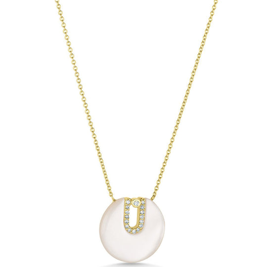 14ct Gold Mother of Pearl & Diamond Pendant