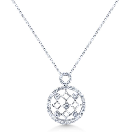 18ct White Gold Intricate Diamond Pendant