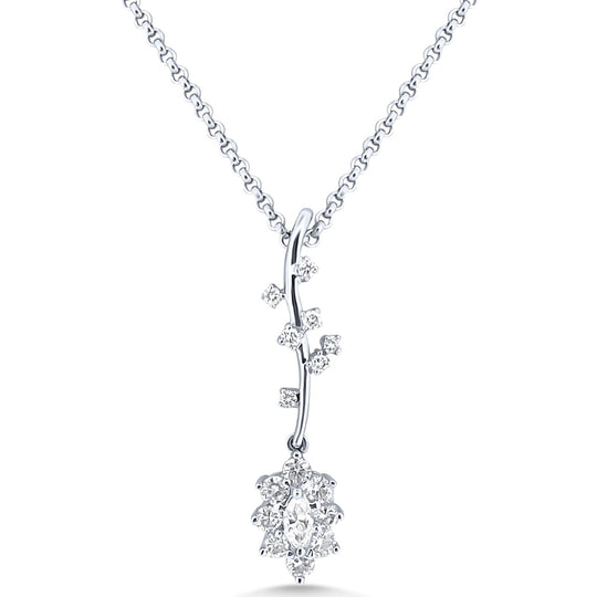 18ct White Gold Floral Diamond Pendant