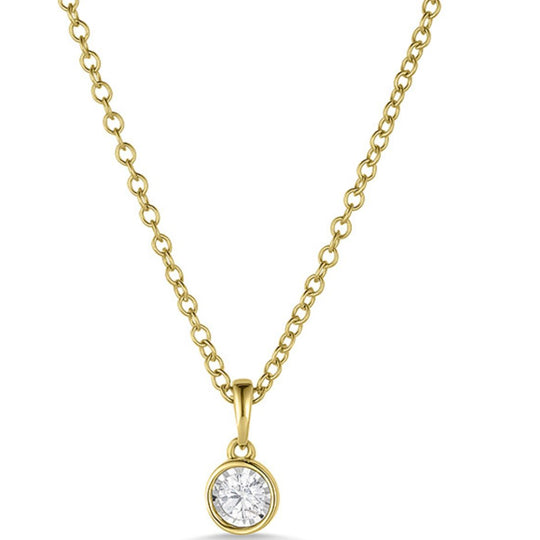 14ct Gold Bezel Set Diamond Pendant