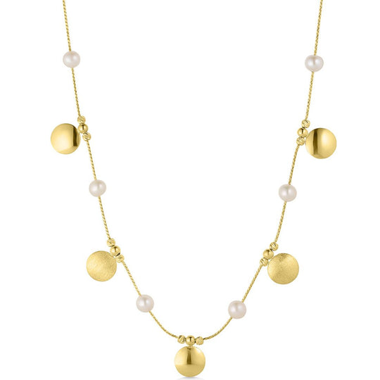 14ct Yellow Gold Pearl Charm Necklace