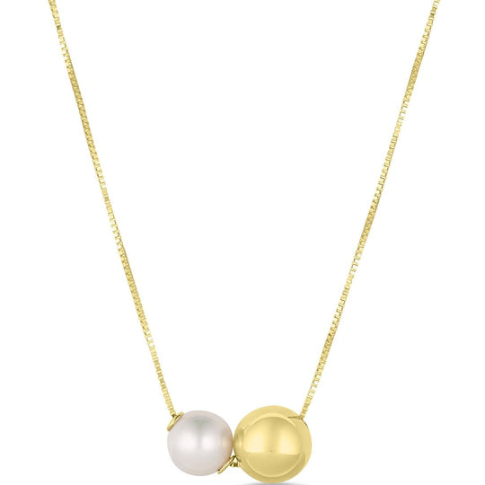 Yellow Gold Pearl Gold Bead Pendant