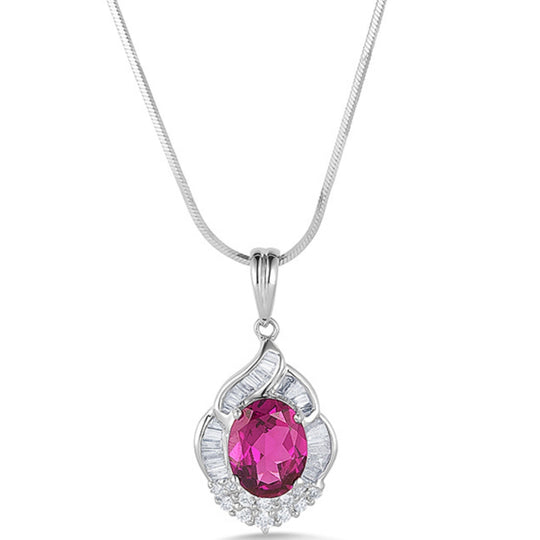 18ct White Gold Tourmaline & Diamond Pendant