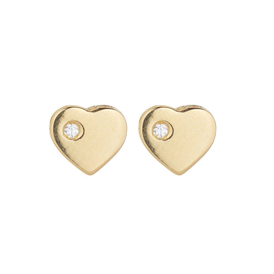 Yellow Gold Heart Stud Earrings